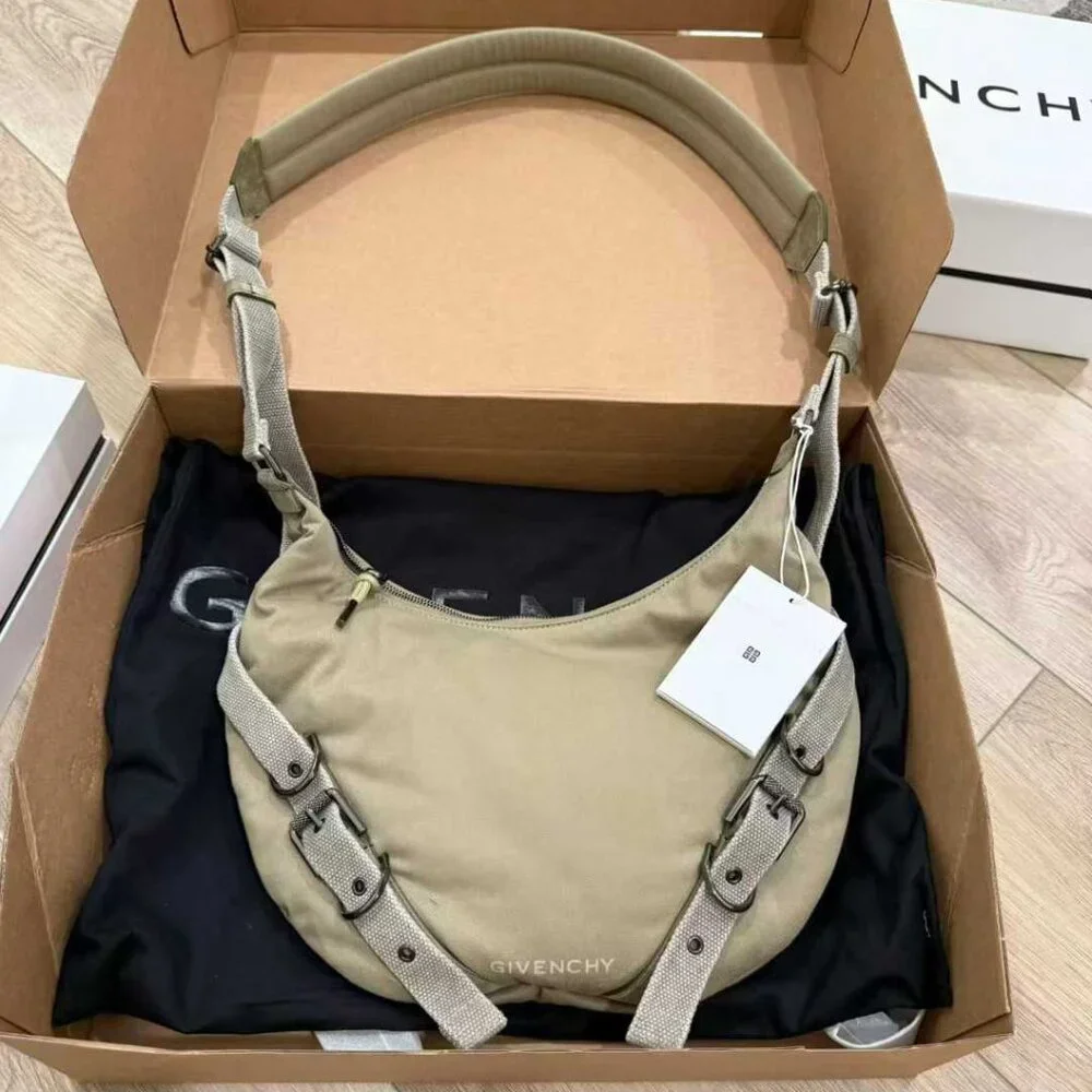 NWT Givenchy - Voyou Buckled Webbing-Trimmed Padded Twill Messenger Bag